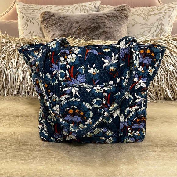 Vera Bradley Handbags - VERA BRADLEY Floral Bursts Small VERA TOTE Blue Purple Orange Zipper Shoulder